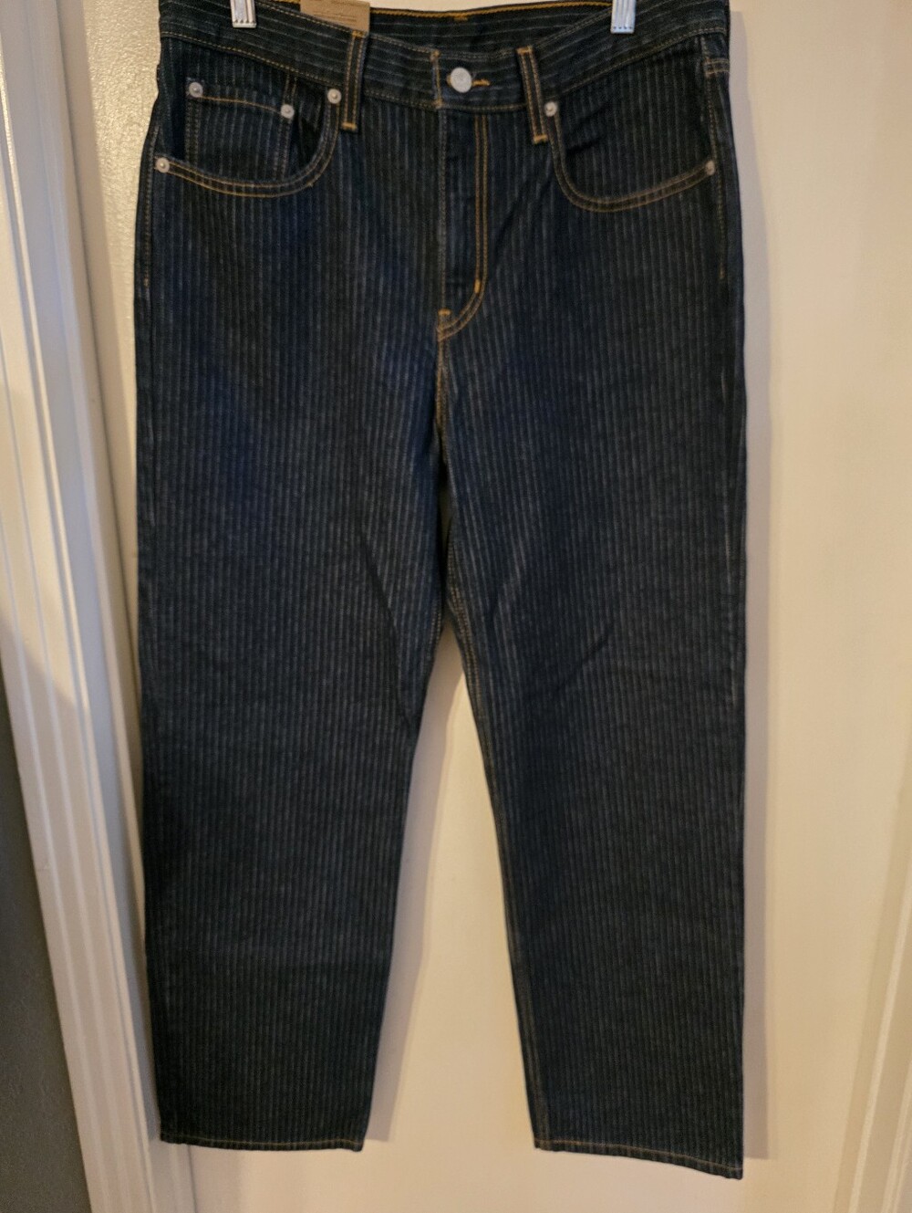Levi's Women's Dark Indigo Pinstripe Straight Jeans